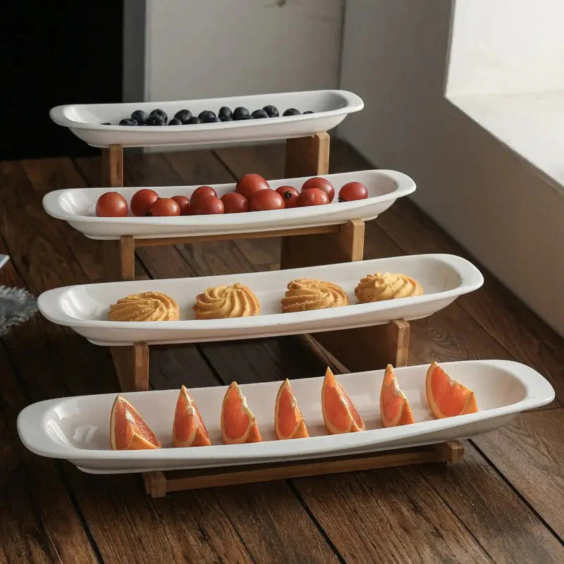 Plato de pastel de cerámica en capas elegante