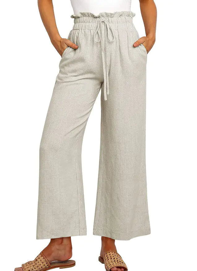 Pantalones Harem de Pierna Ancha con Cintura Elástica - Estilo Corto
