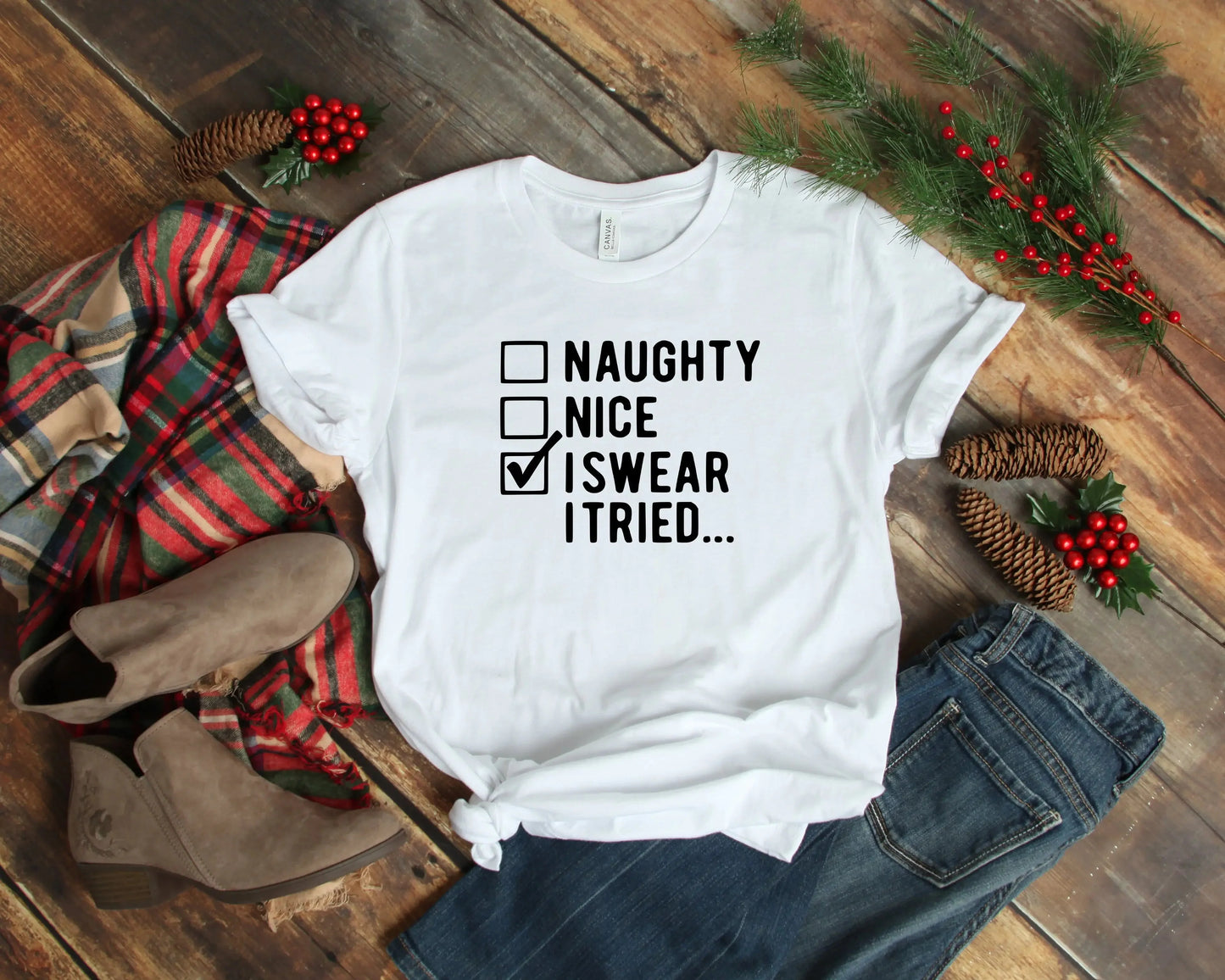 T-shirt de Noël drôle I Swear I Tried