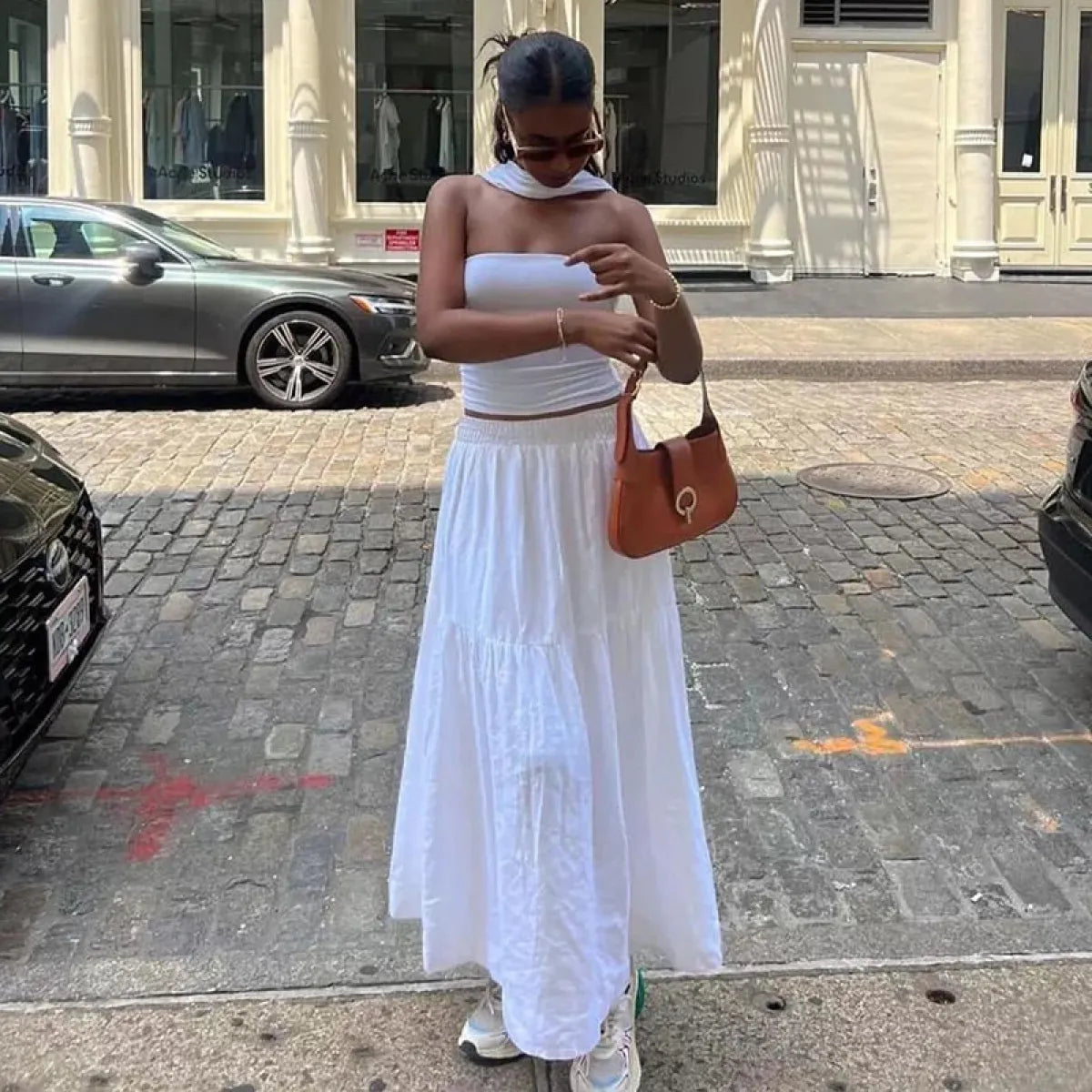 Halter Backless Satin Crop Top