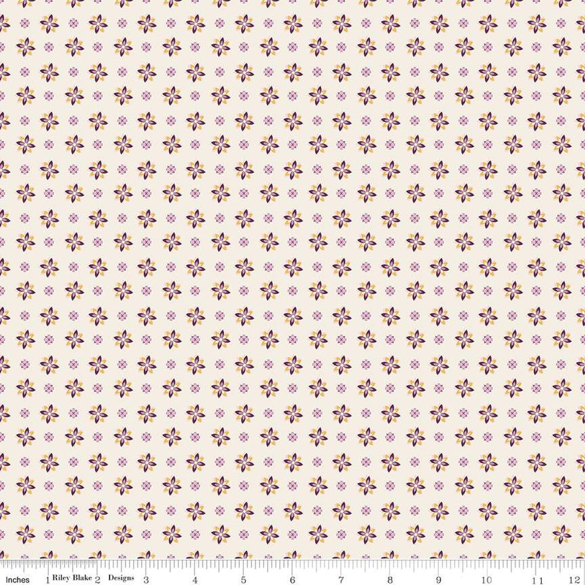 Tela de Algodón Calico Crema de Juju's Petals - 43"/44" por Yarda