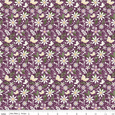 Juju's Petals Dance Purple Cotton Fabric - 43"/44" Per Yard