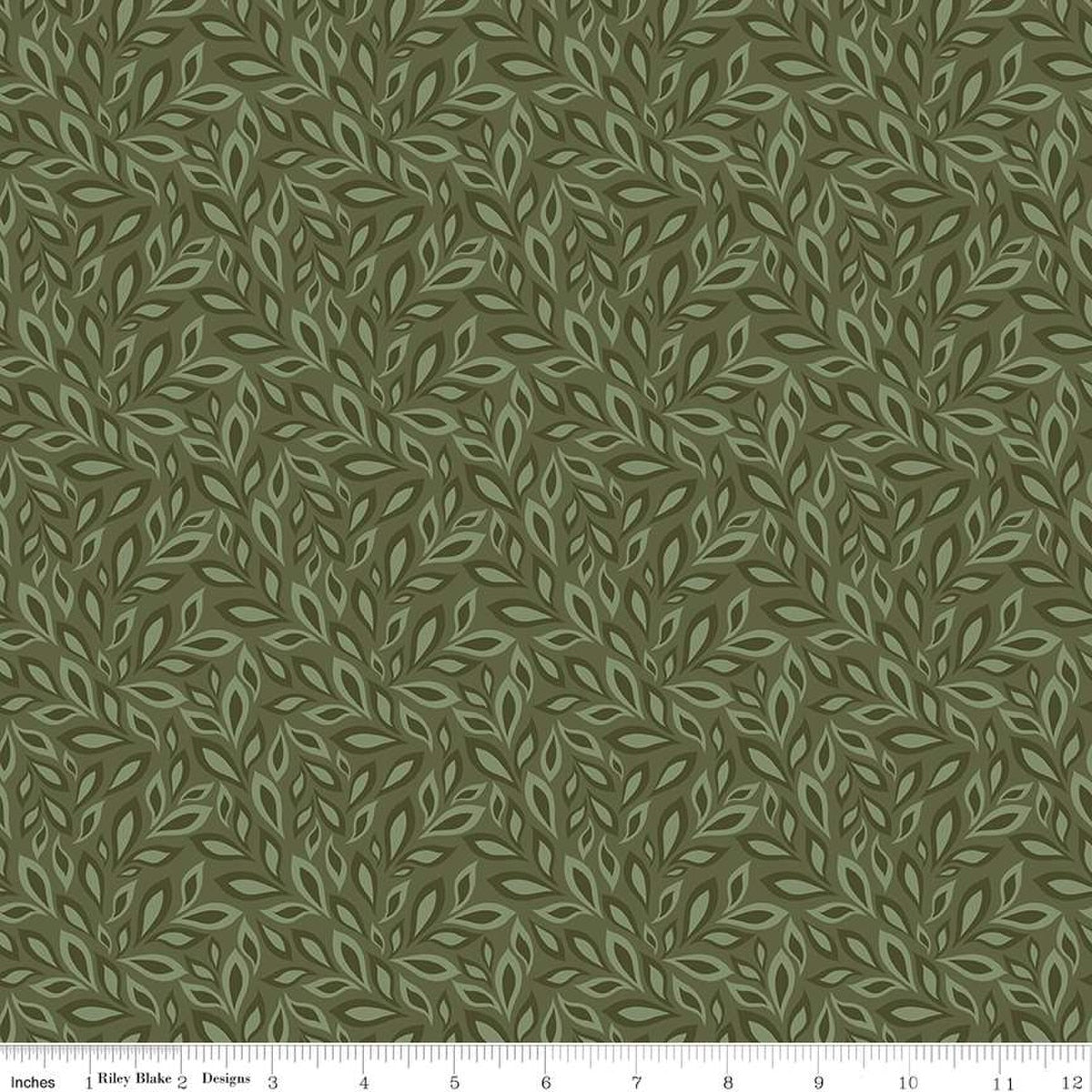 Juju's Petals Leaves Green Cotton Fabric - 43"/44" Per Yard