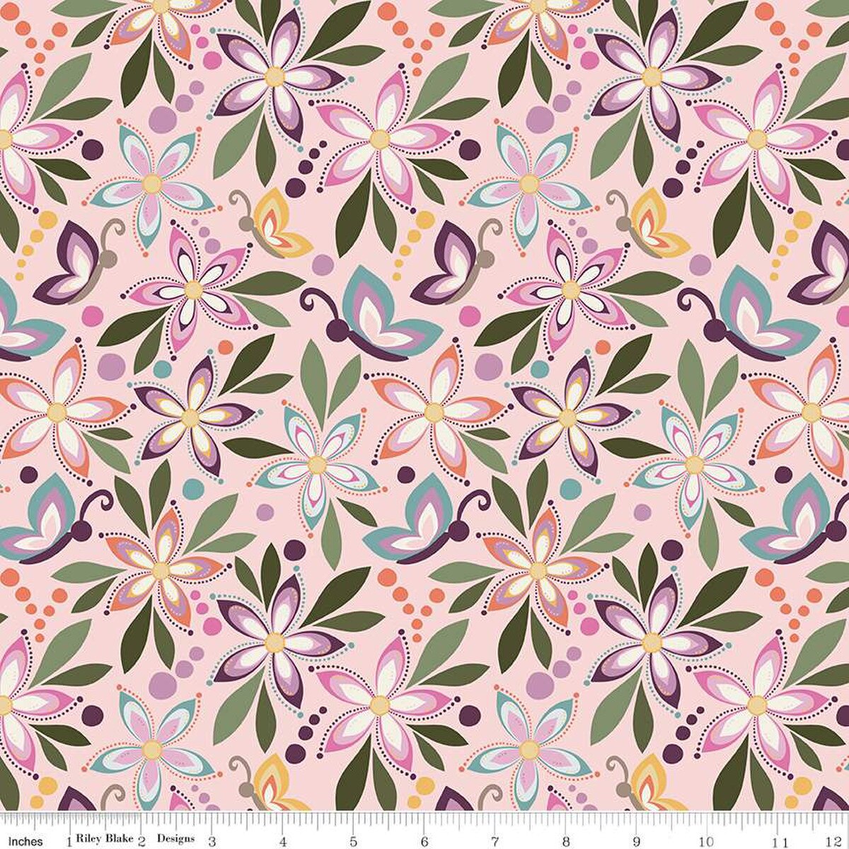 Juju's Petals Main Pink Cotton Fabric - 43"/44" Per Yard