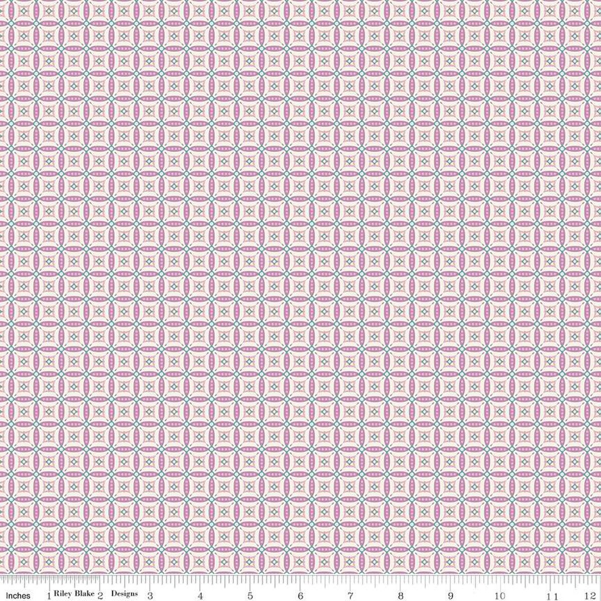 Juju's Petals Mosaic Lilac Cotton Fabric - 43"/44" Per Yard