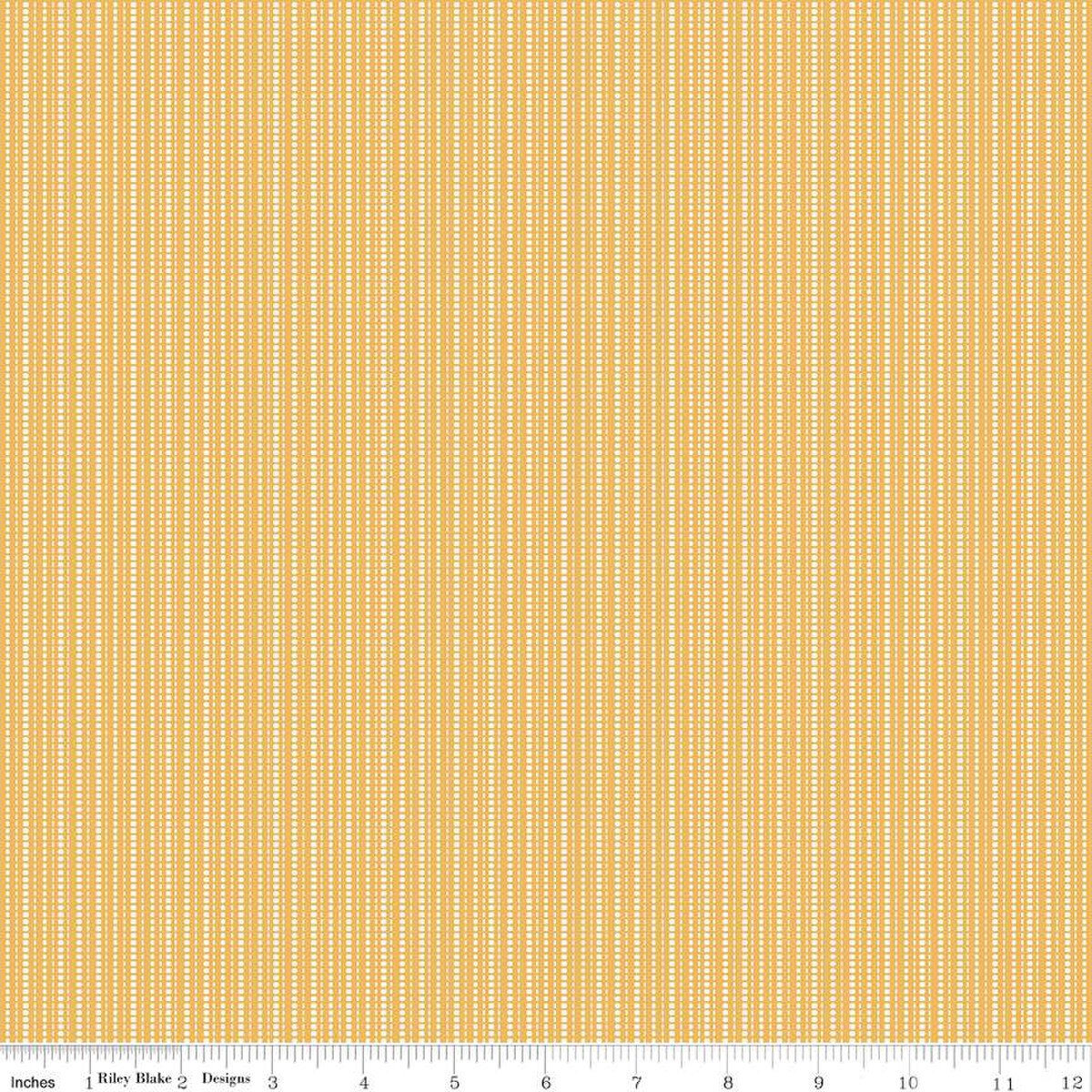 Juju's Petals Stripes Yellow Cotton Fabric - 43"/44" Per Yard