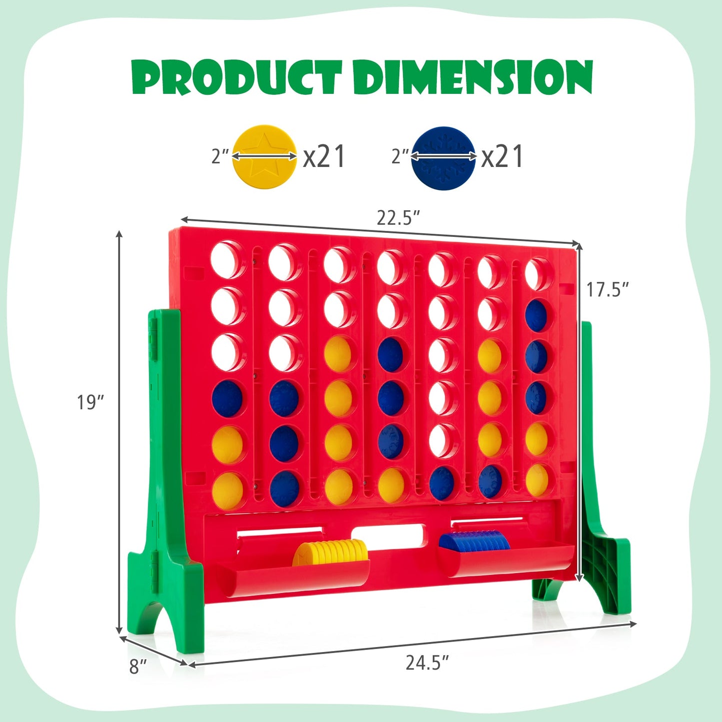 Jumbo 4-to-Score Connect Game Set with Carrying Bag - Green