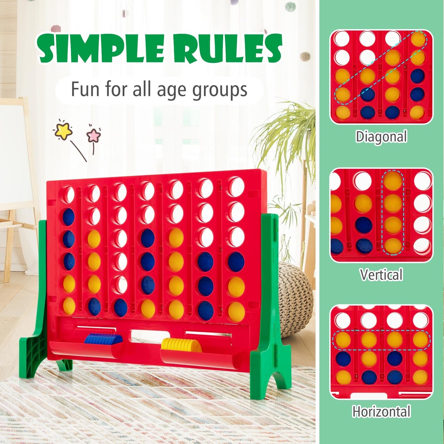 Jumbo 4-to-Score Connect Game Set with Carrying Bag - Green