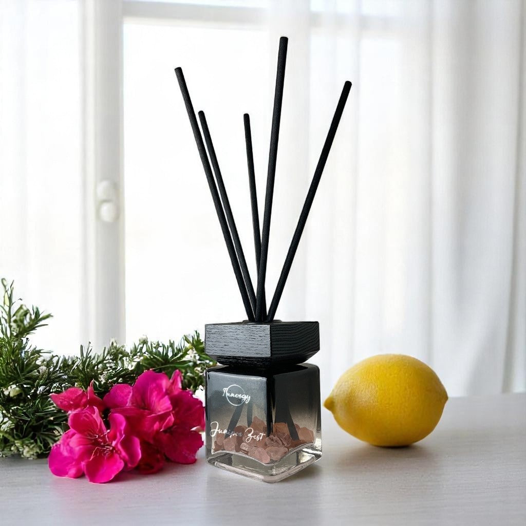 Juniper Zest Crystal-Infused Aromatherapy Reed Diffuser, 100ml - Korvel
