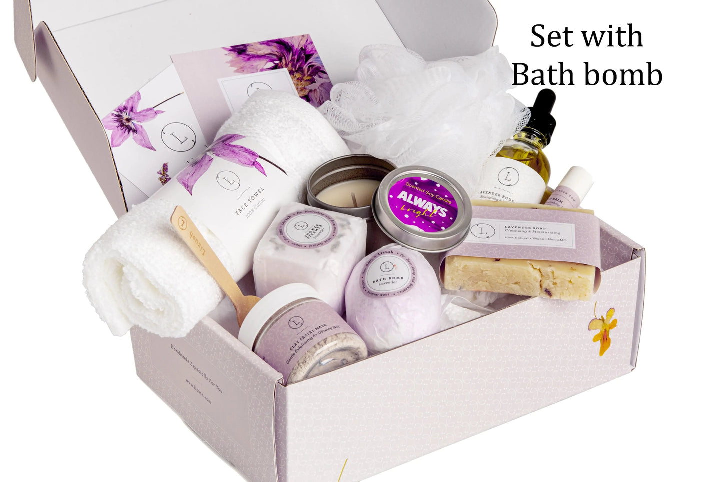 Caja de Regalo de Lavanda 100% Natural de Lizush - Set de Baño y Cuerpo