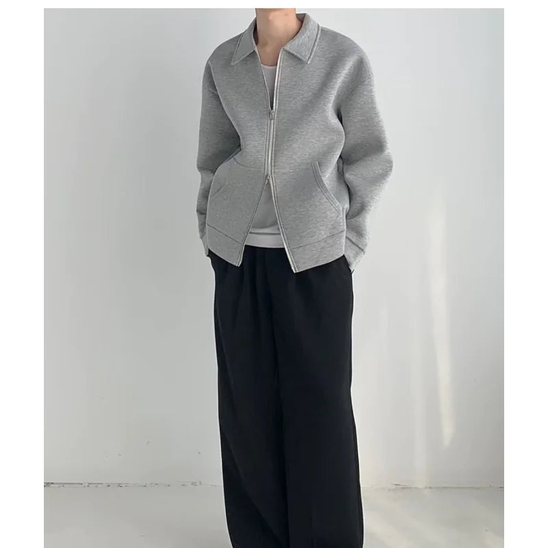 Flip Collar Zipper Coat - Classic Men's Cardigan