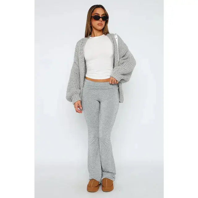 Pantalones de campana de talle bajo sólidos para mujer