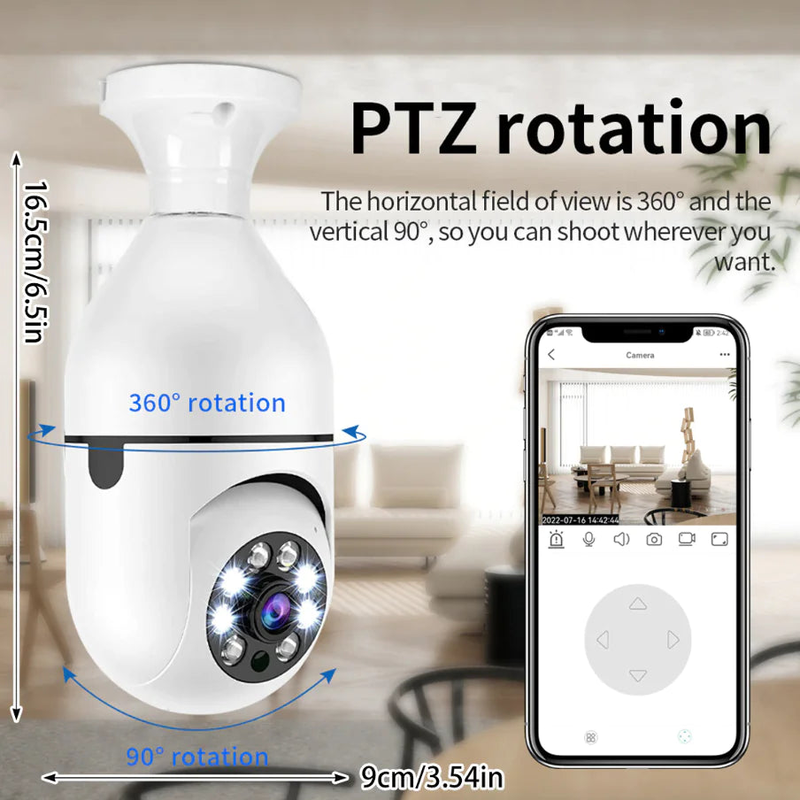 Caméra de Bulbe Éclairant IP E27 1080P 360° - Sécurité Domestique Intelligente