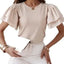 Blusa Sólida Elegante de Cuello Redondo para Oficina
