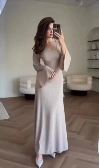 Elegant Long Sleeve Split Dress for Women
