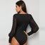 Bodycon à col carré ajusté avec manches en maille