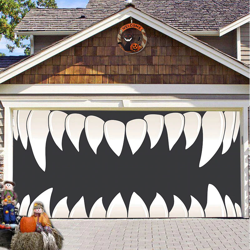 Banner de puerta de garaje Halloween Bosque Nebuloso