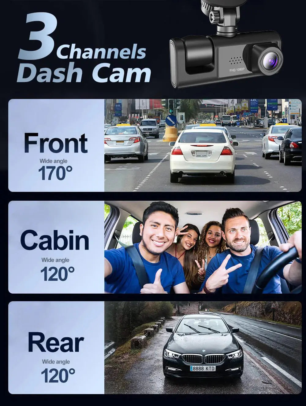 Premium Dual Lens HD 1080P Dash Cam for Comprehensive Coverage