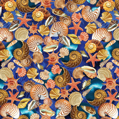 Tela de algodón Blue Shells Wideback - Calidad Premium