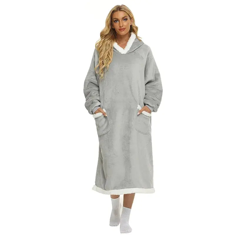 Hoodie en Flanelle Super Long pour un Confort Ultime