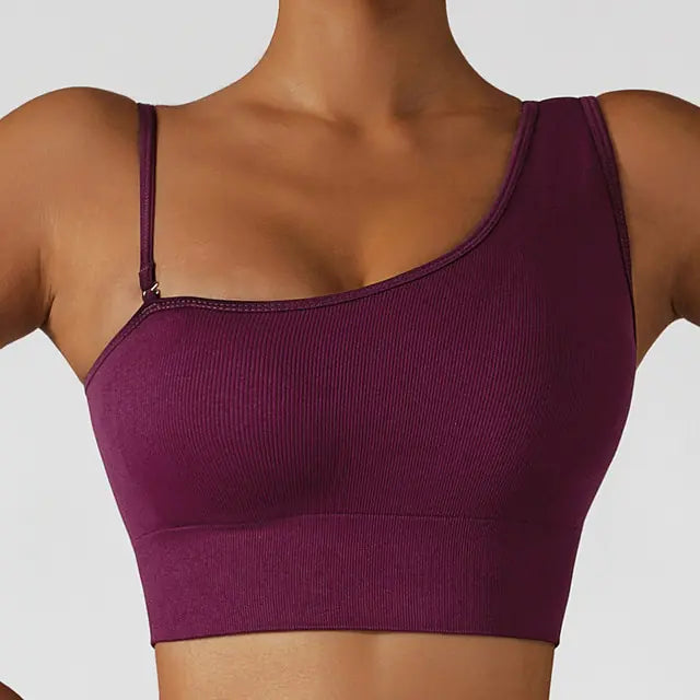 Crop Top Actif à Épaule Oblique