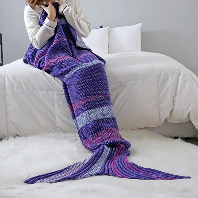 Striped Mermaid Blanket for Cozy Living Spaces