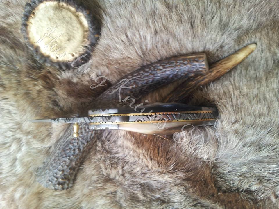Premium Damascus Steel Folding Pocket Knife with Unique Sheep Horn Handle – The Ram’s Edge - Korvel