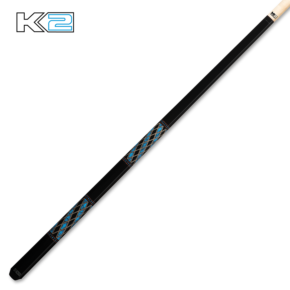 Queue de billard K2 noire brillante avec revêtement effet diamant
