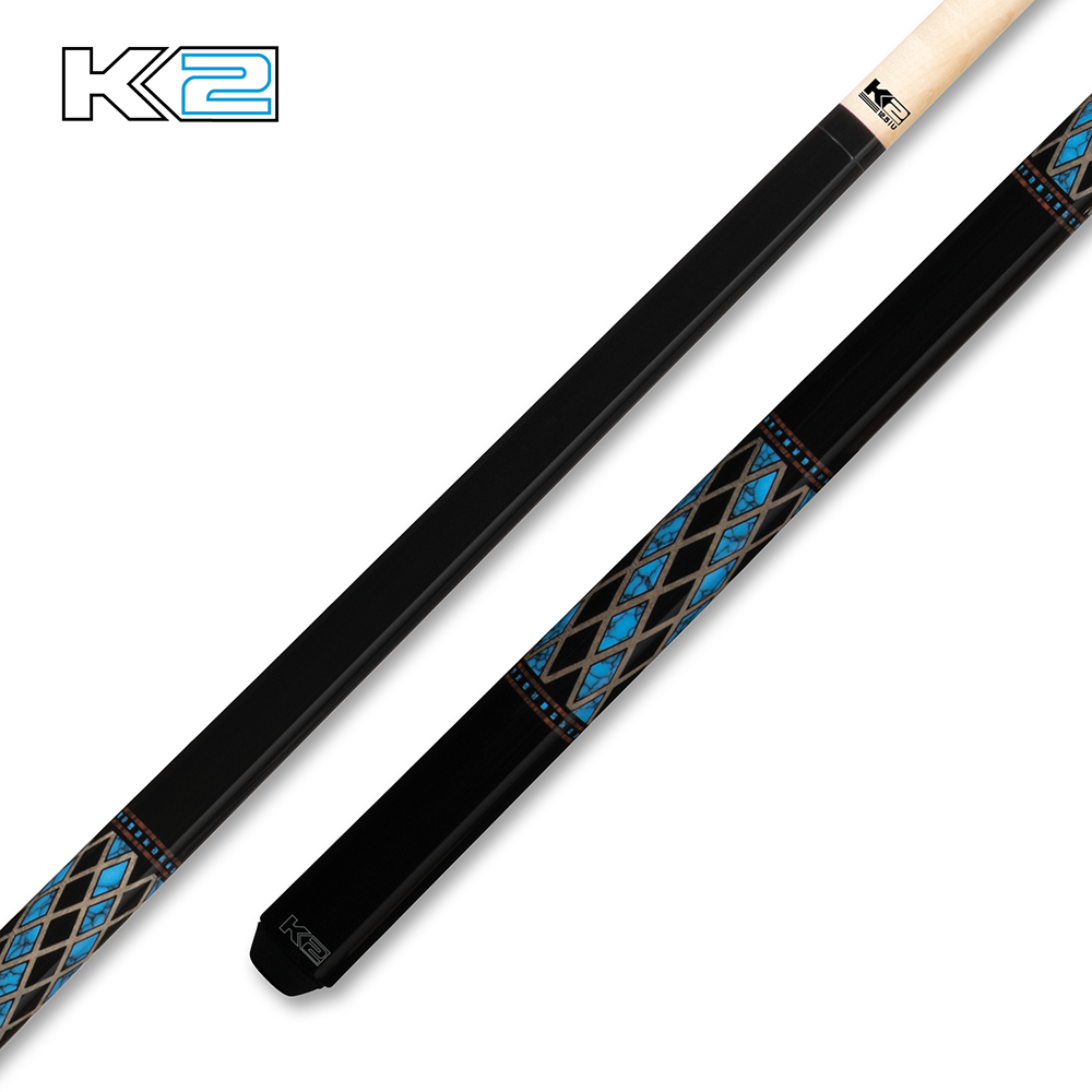 Queue de billard K2 noire brillante avec revêtement effet diamant