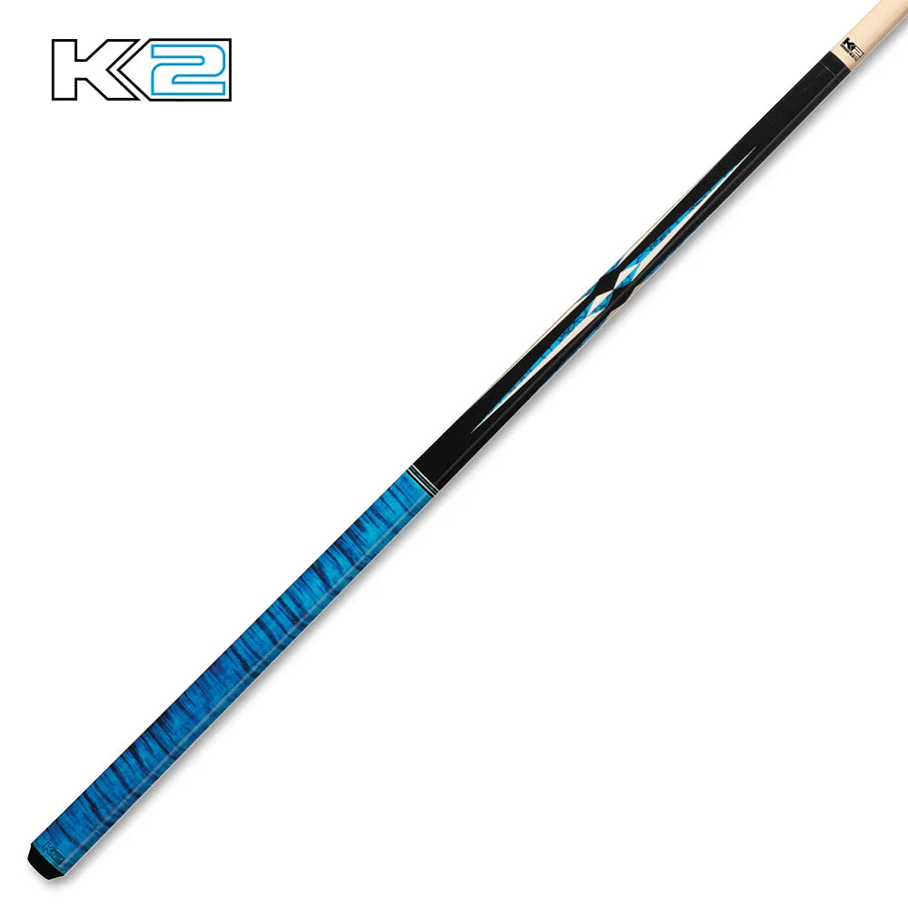 Taco K2 negro brillante, puntos flotantes turquesa/blanco, diseño rizado azul