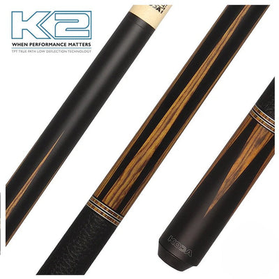 K2 Premium 6-Point Black and Bocote Cue Stick - Korvel