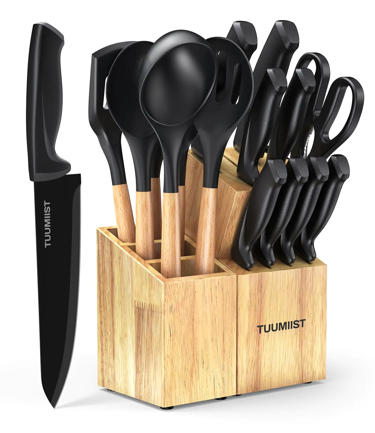 Ensemble de couteaux et ustensiles de cuisine TUUMIIST de 18 pièces avec bloc