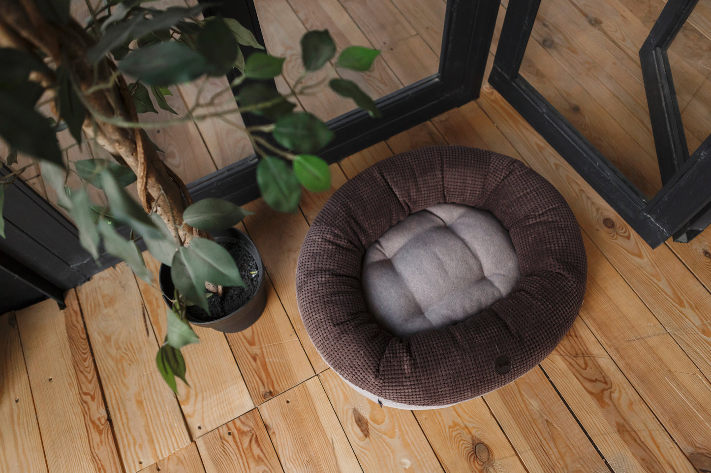 Cama para Perro Donut de Castaño Acogedor para Máximo Confort