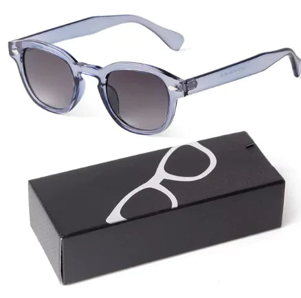 Gafas de sol redondas pequeñas en azul degradado para una protección con estilo