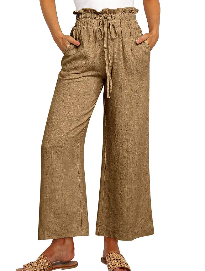 Pantalones Harem de Pierna Ancha con Cintura Elástica - Estilo Corto