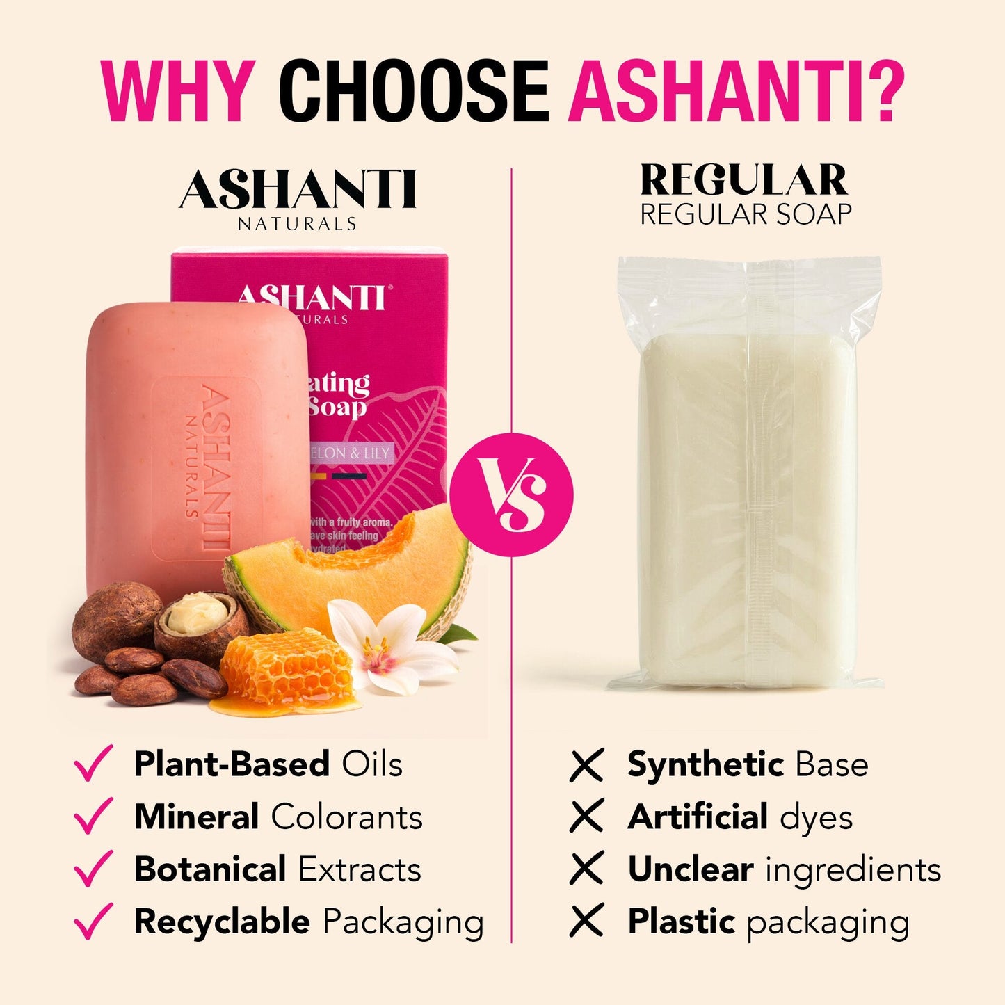 ASHANTI NATURALS Hydrating Kalahari Melon & Lily Soap Bar