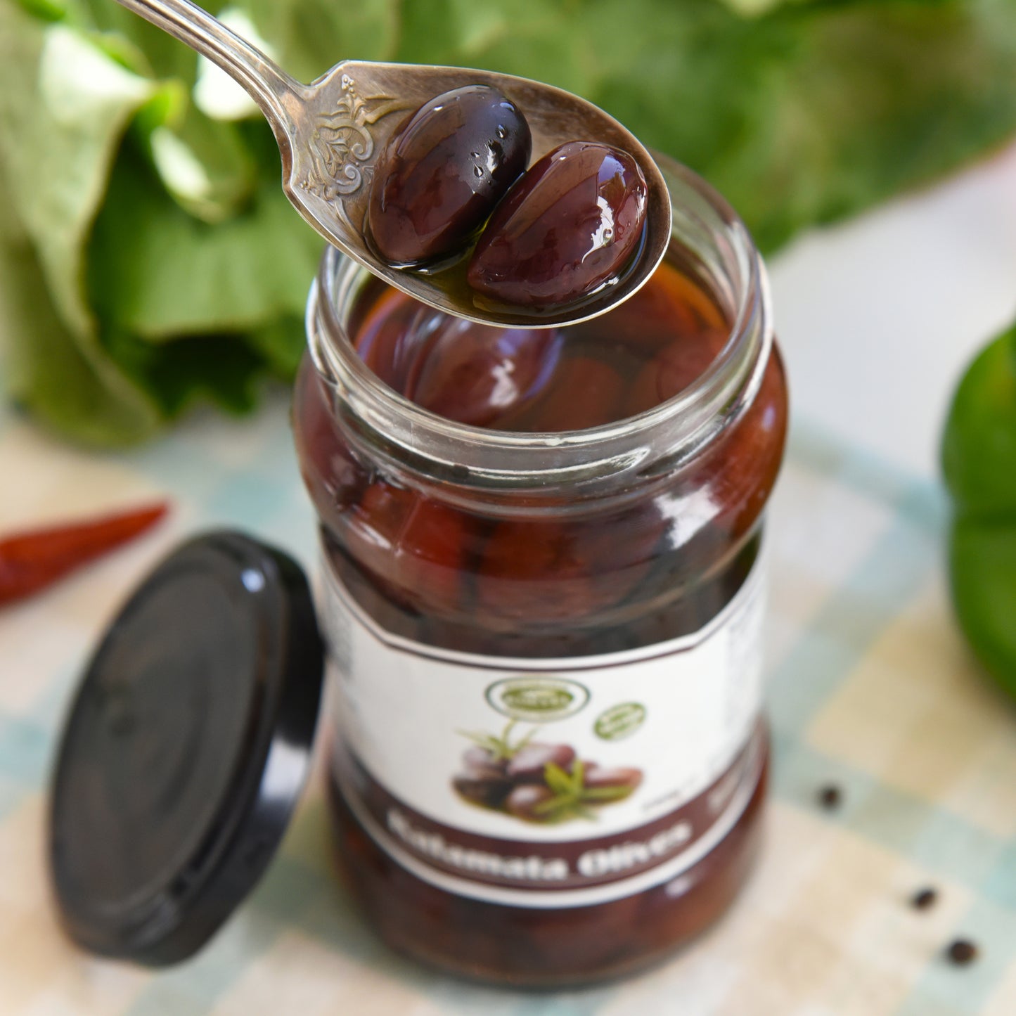 KORVEL Greek Kalamata olives whole, Extra Large, 10.65 oz.