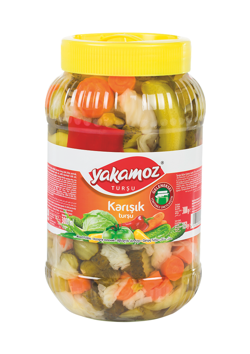 Yakamoz Mixed Pickles 3,000 g (105.8 oz) – Crunchy Assorted Vegetables in Brine - Korvel