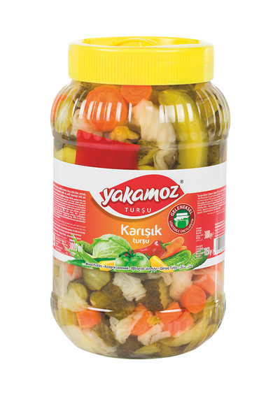 Yakamoz Mixed Pickles 3,000 g (105.8 oz) – Crunchy Assorted Vegetables in Brine - Korvel