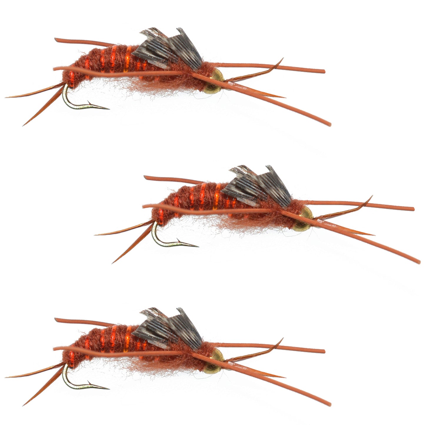 Premium Tungsten Bead Kaufmann's Brown Stone Fly with Rubber Legs - Size 6 Wet Fly for Trout & Bass - Korvel