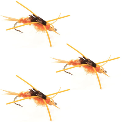 3-Pack Kaufmann's Golden Stone Tungsten Bead Wet Flies with Rubber Legs - Size 10 - Korvel