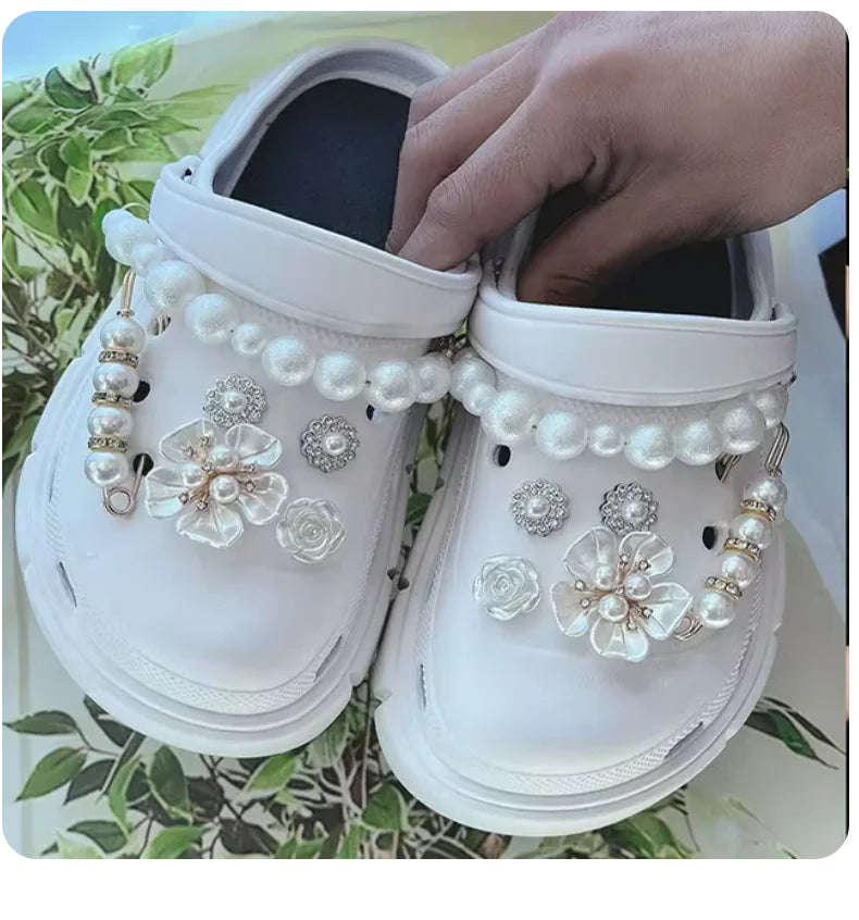 Pearl Chain Shoe Charms for Crocs and Sandals - Elegant Accessories