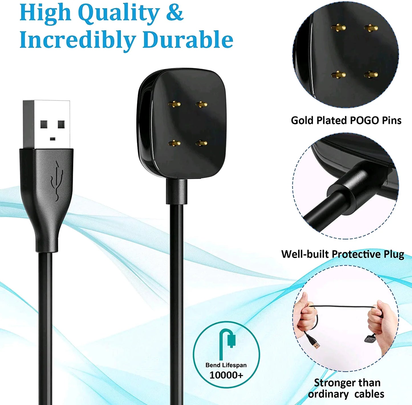 Chargeur sans fil premium pour Fitbit Sense et Versa 3