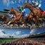 XL 18x30 Premium Brown Striped Horse Racing Game - Heavy Duty Metal Numbers 2-12 - Korvel