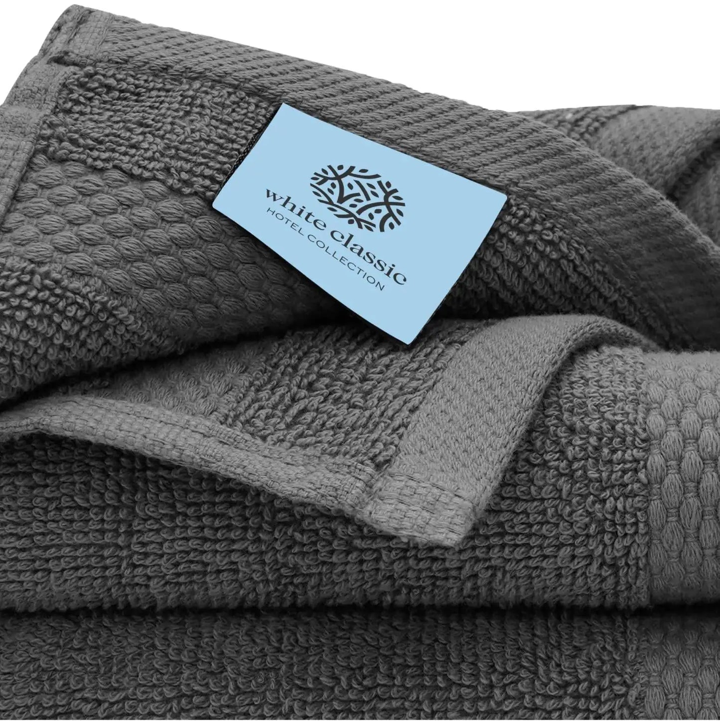 Toallas de mano de lujo gris oscuro - Set de 12, 13x13 pulgadas