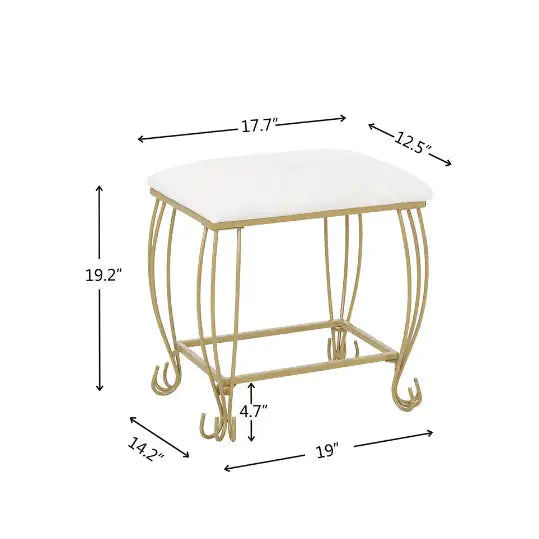 Ensemble de coiffeuse blanche élégante avec miroir et tabouret