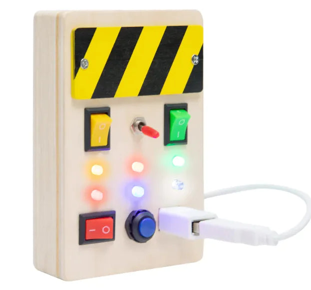 Tablero Ocupado de Madera LED Bright Start – Juguete Educativo Atractivo