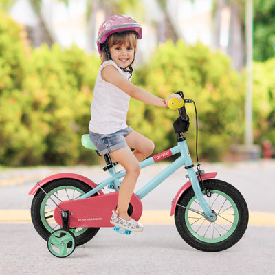 Kids Bike with Adjustable Handlebar and Saddle - 12 Inches Blue