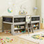 Kid Twin Size Low Loft Bed with Chalkboard Ramp and Bookcases - Gray