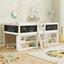 Lit mezzanine bas enfant taille twin avec rampe en tableau noir et bibliothèques - Blanc